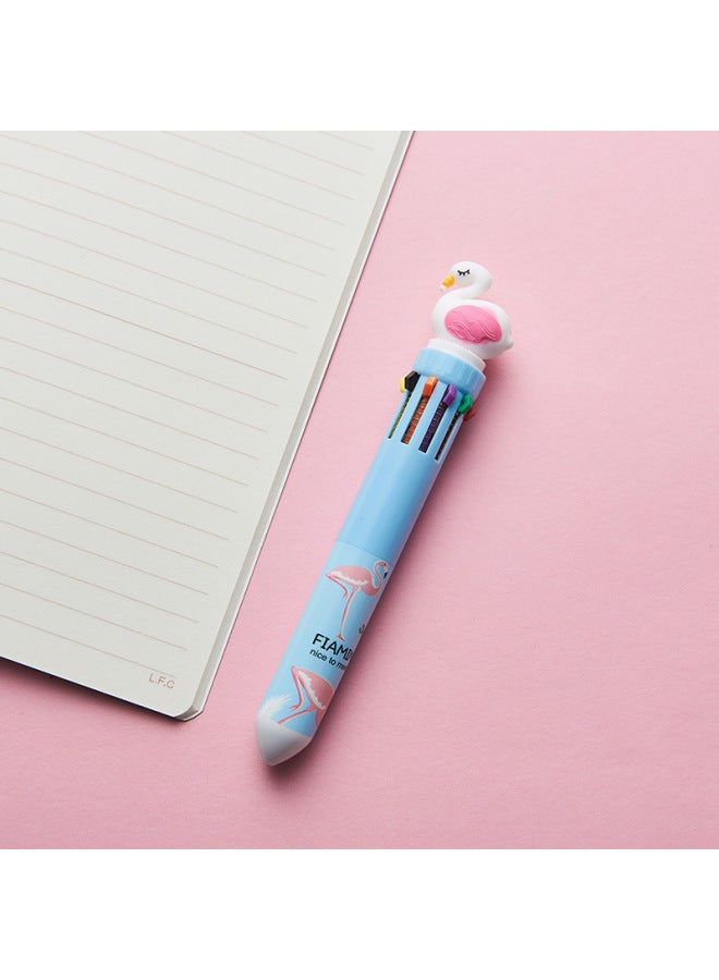 Autonomy Creative Stationery Ten Color Ballpoint Pen Cartoon Student Color Hand Account Pen Girl Heart Multi-color Press Ballpoint Pen - Image 1