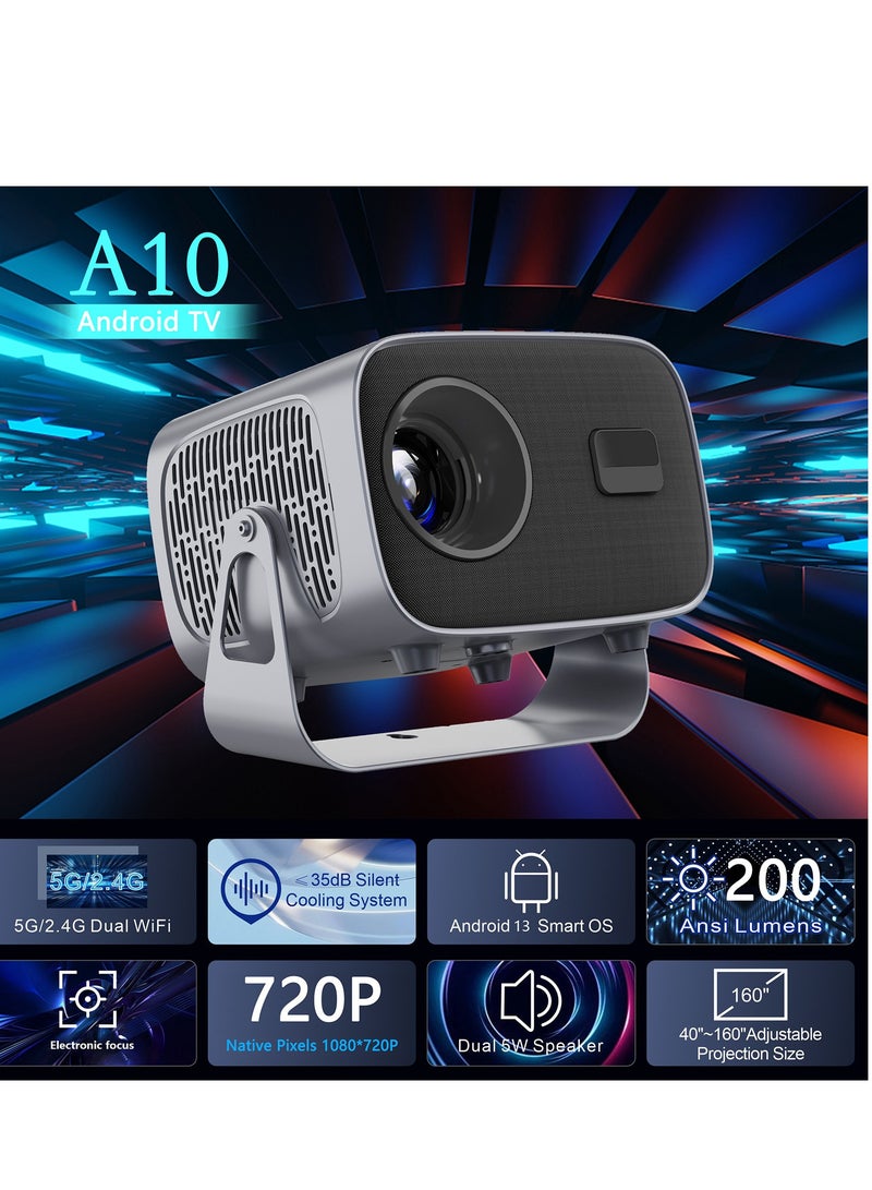 A10 projector - High-definition 4K home entertainment portable projector for Android 13 - Compact mini pan-tilt projector - Image 2