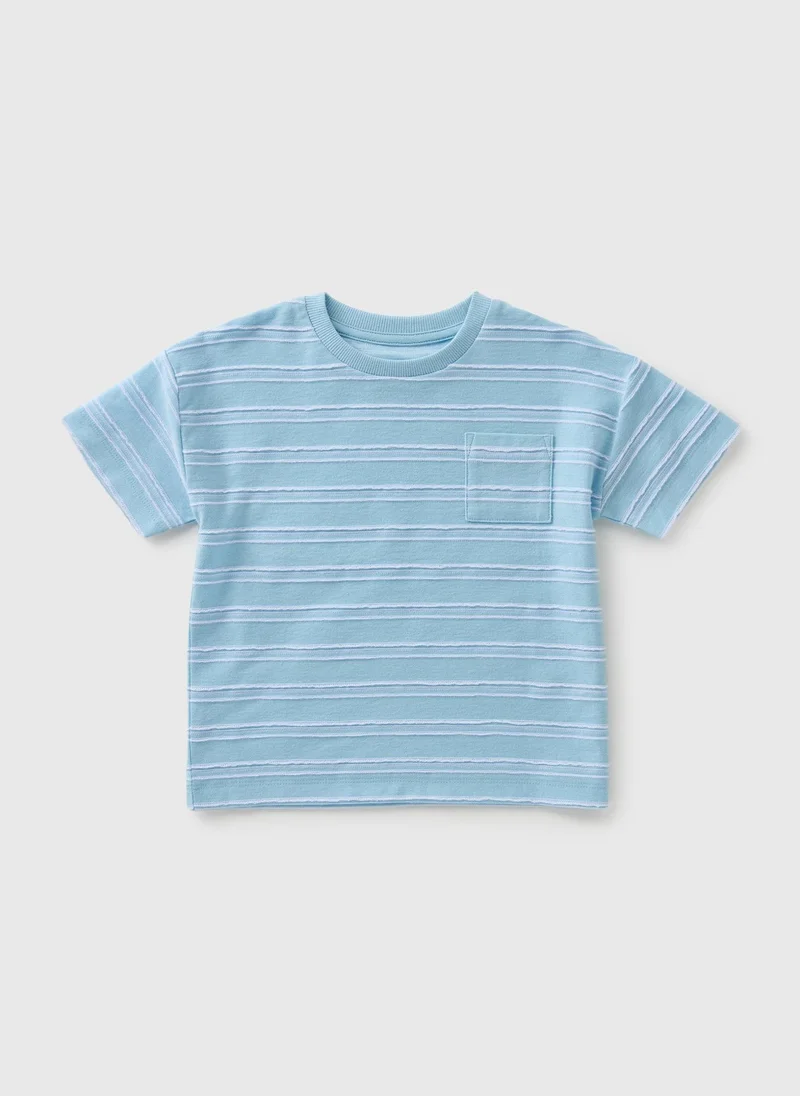 Matalan Boys Blue Textured Stripe T-Shirt
