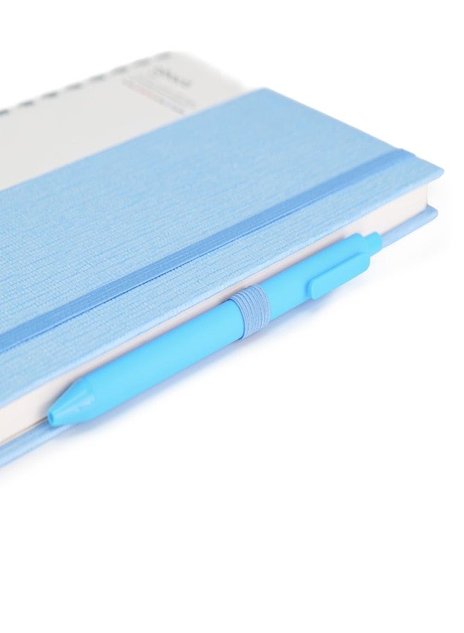 COMMA Abaca - A5 Size - Wire-O-Bound Spiral Notebook with Pen & Elastic Band Closure - 200 Pages - 80gsm Natural Shade Paper - Textured Cover Material - (Sky Blue) - Image 3