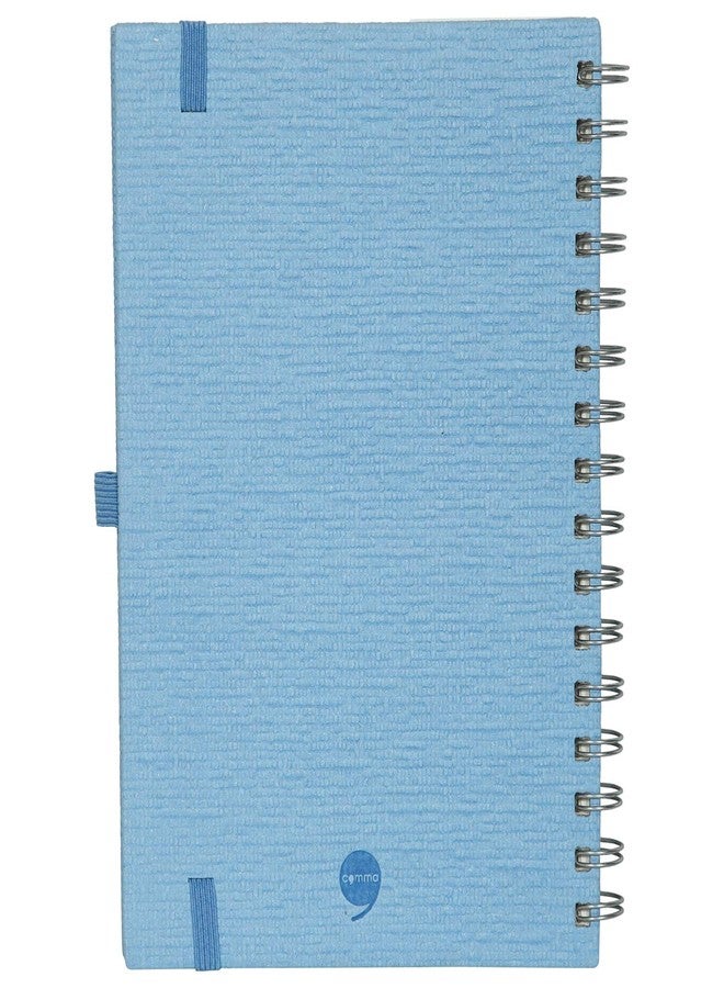COMMA Abaca - A5 Size - Wire-O-Bound Spiral Notebook with Pen & Elastic Band Closure - 200 Pages - 80gsm Natural Shade Paper - Textured Cover Material - (Sky Blue) - Image 5
