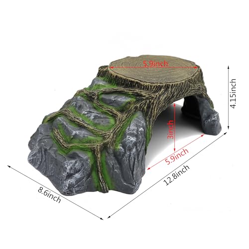 JIHAQUA Extra Large Resin Reptile Hideouts Cave Habitat Decor for Reptiles, Amphibians, Fish Tanks and Gecko, Leopard - Image 2