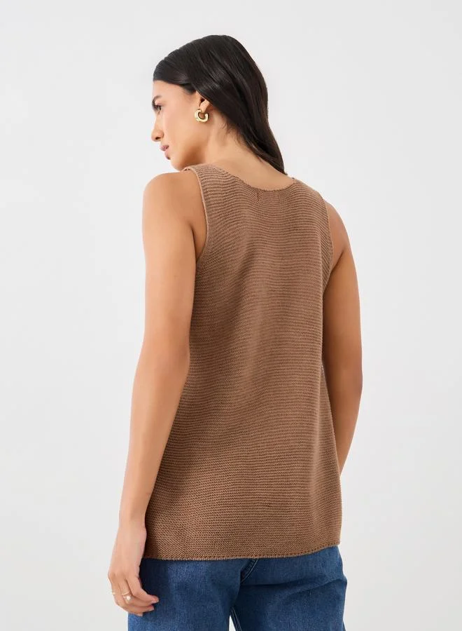 Styli Sleeveless Round Neck Knitted Top