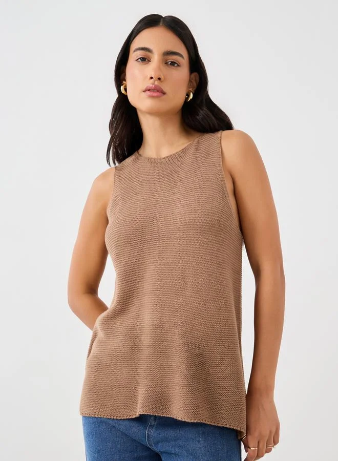 Styli Sleeveless Round Neck Knitted Top