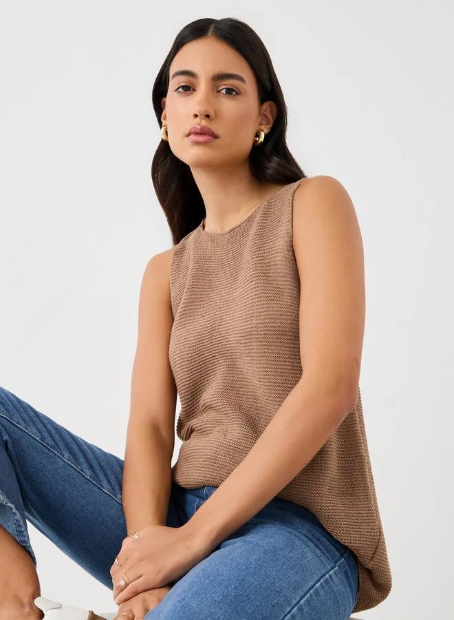 Styli Styli Sleeveless Round Neck Knitted Top