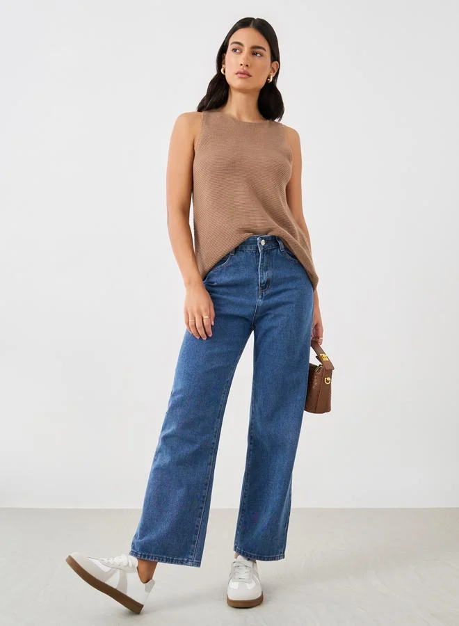 Styli Sleeveless Round Neck Knitted Top