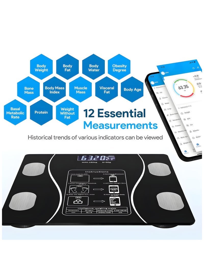 إلترازون Smart Scale for Body Weight | Digital Bathroom Weighing Scale with App | Measures BMI, Weight, Fat %, Muscle Mass | Step-On Technology | Max 180kg / 400 lbs - Image 4