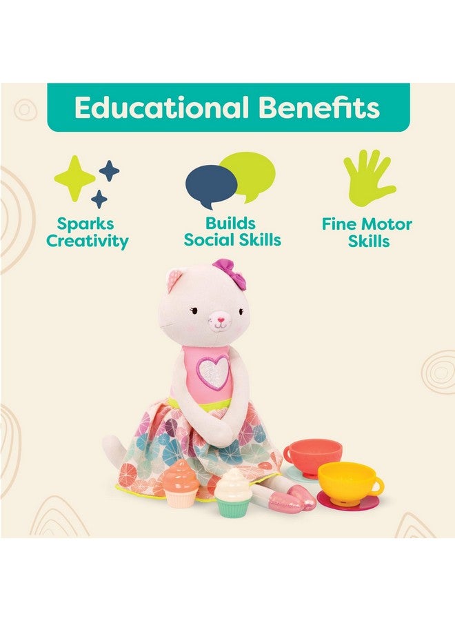 B. Toys Tippy Toes Cali Cat Plush Cat Playset Pretend Play Tea Party Set Plush Cat Doll Board Book Cups & Play Food 2 Years + - Image 3