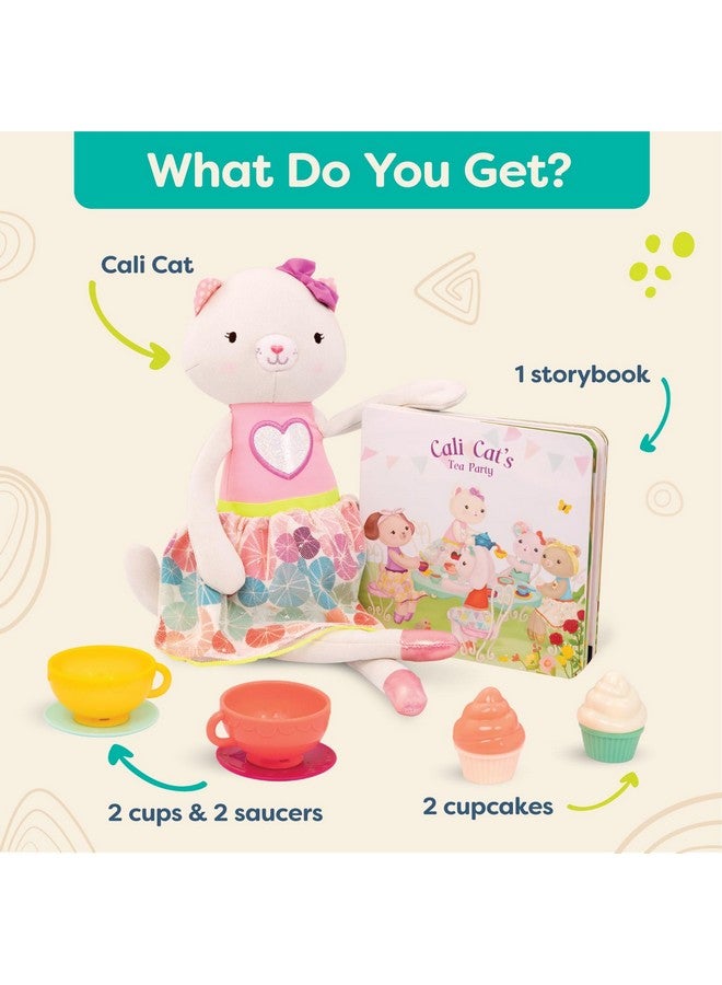 B. Toys Tippy Toes Cali Cat Plush Cat Playset Pretend Play Tea Party Set Plush Cat Doll Board Book Cups & Play Food 2 Years + - Image 5