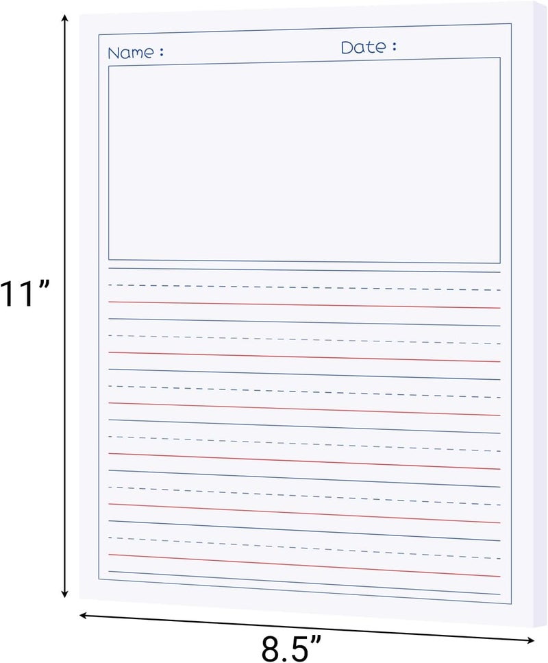 zmybcpack حزمة مكونة من 2 دفتر كتابة مبتدئ للأطفال، مقاس 8.5 × 11 بوصة، ورق كتابة القصص للأطفال لكتابة القصص، دفتر تكوين ابتدائي (100 ورقة لكل دفتر، طباعة على الوجهين) - Image 2
