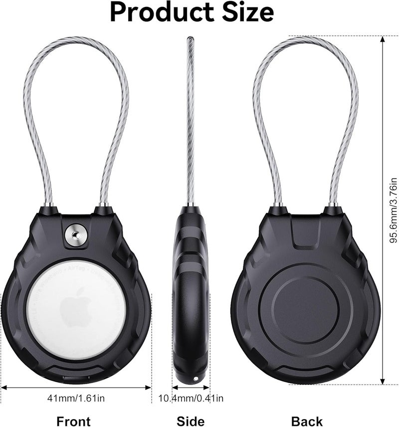 for Airtag Holder with Wire Cable(1st & 2nd Generation), 2 Pack Ultra-Durable Lockable Case for Apple AirTag, Waterproof Keychain Holder for Luggage, Keys, Backpacks, Cars, Bags, and Kids - Image 3