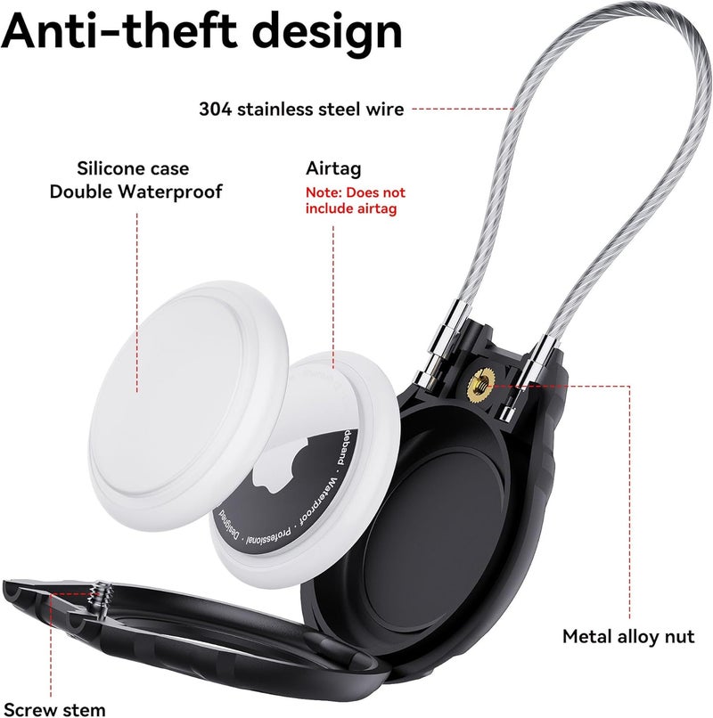 for Airtag Holder with Wire Cable(1st & 2nd Generation), 2 Pack Ultra-Durable Lockable Case for Apple AirTag, Waterproof Keychain Holder for Luggage, Keys, Backpacks, Cars, Bags, and Kids - Image 4