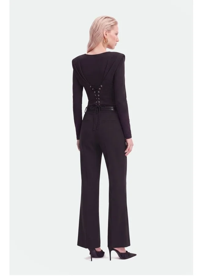 Nocturne Belted Straight-Leg Trousers