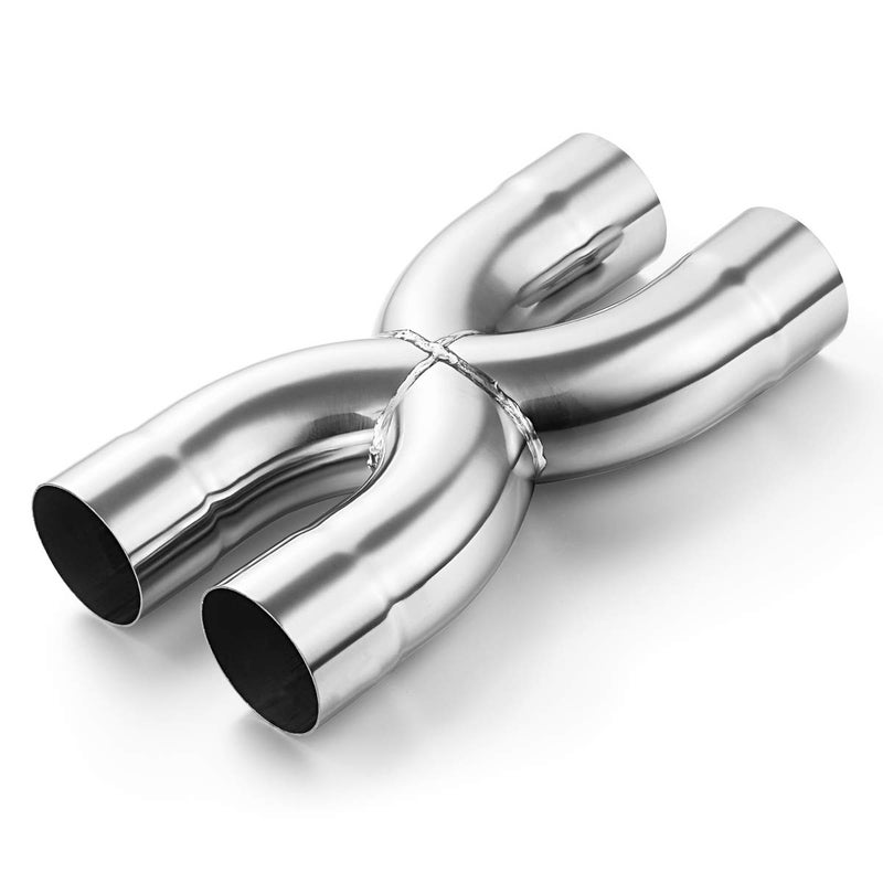 AKARCK Exhaust Tip X Pipe 25 Inlet Dual 25 Inlet Dual 25 Outlet Muffler Tip Crossover X Pipe Stainless Steel Weld On