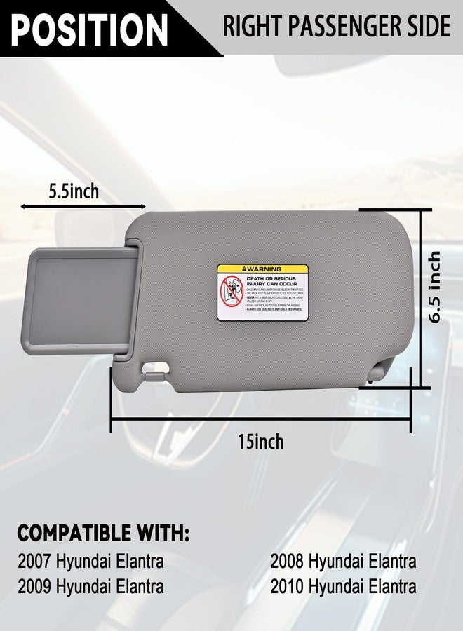EKLN Elantra Sun Visor US Version Right Passenger Side Fit for 2007-2010 Hyundai Elantra Replace OE# 852022H0208M Gray Fabric (Right Passenger Side) - Image 5