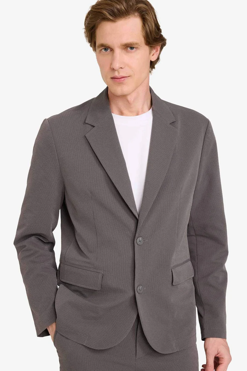 Defacto  Modern Fit Crinkle Blazer for Men | Best Price UAE
