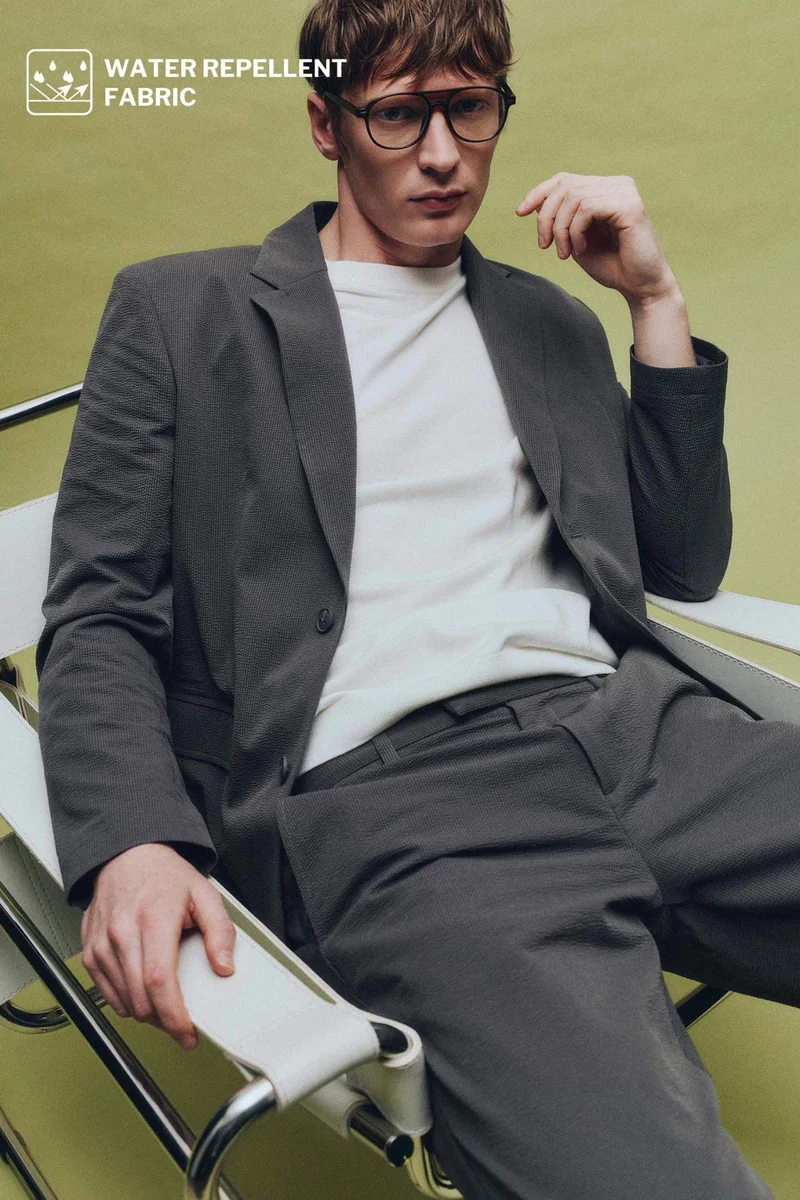 Defacto  Modern Fit Crinkle Blazer for Men | Best Price UAE