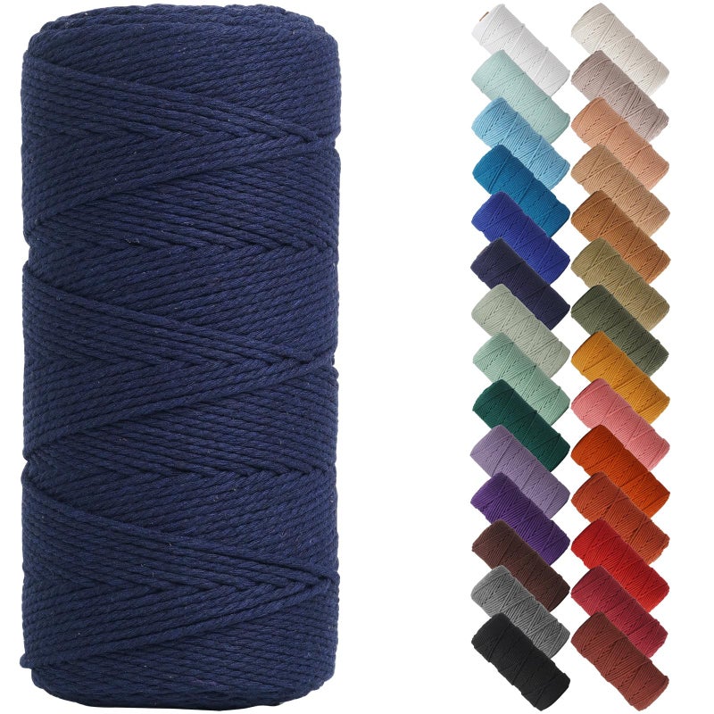 NOANTA Blue Macrame Cord 2mm x 220yards Colored Macrame Rope Cotton Rope Macrame Yarn Colorful Cotton Craft Cord for Wall Hanging Plant Hangers Crafts Knitting - Image 3