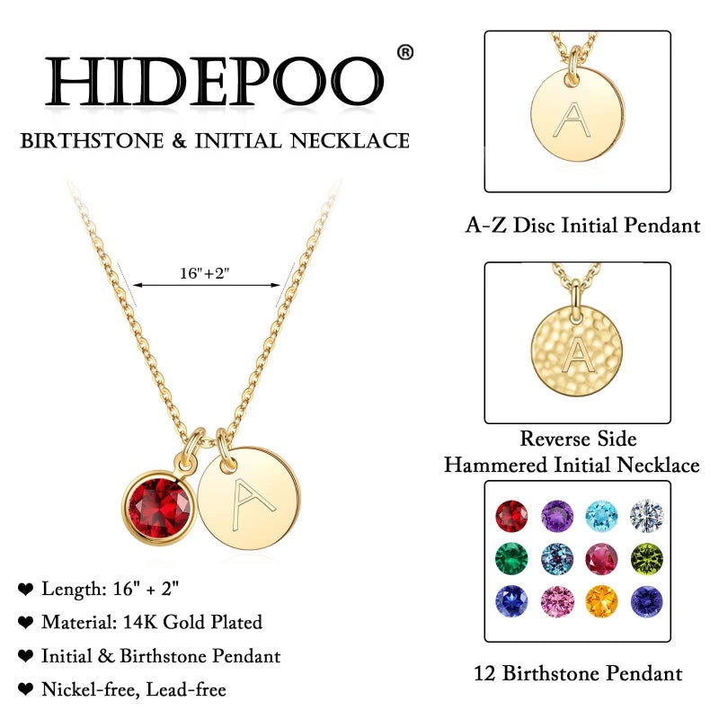 Hidepoo Initial Birthstone Necklace Gifts - Personalized Mothers Day Birthday Gift for Woman Wife Sister Grandma Mom, February Amethyst Birthstone Jewelry for Women, Disc Letter A Necklaces - Image 5