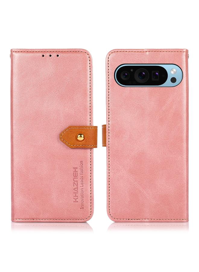 اس-توب جراب لهاتف Google Pixel 9 من KHAZNEH، جراب هاتف قابل للطي من جلد البقر ثنائي اللون - Image 1