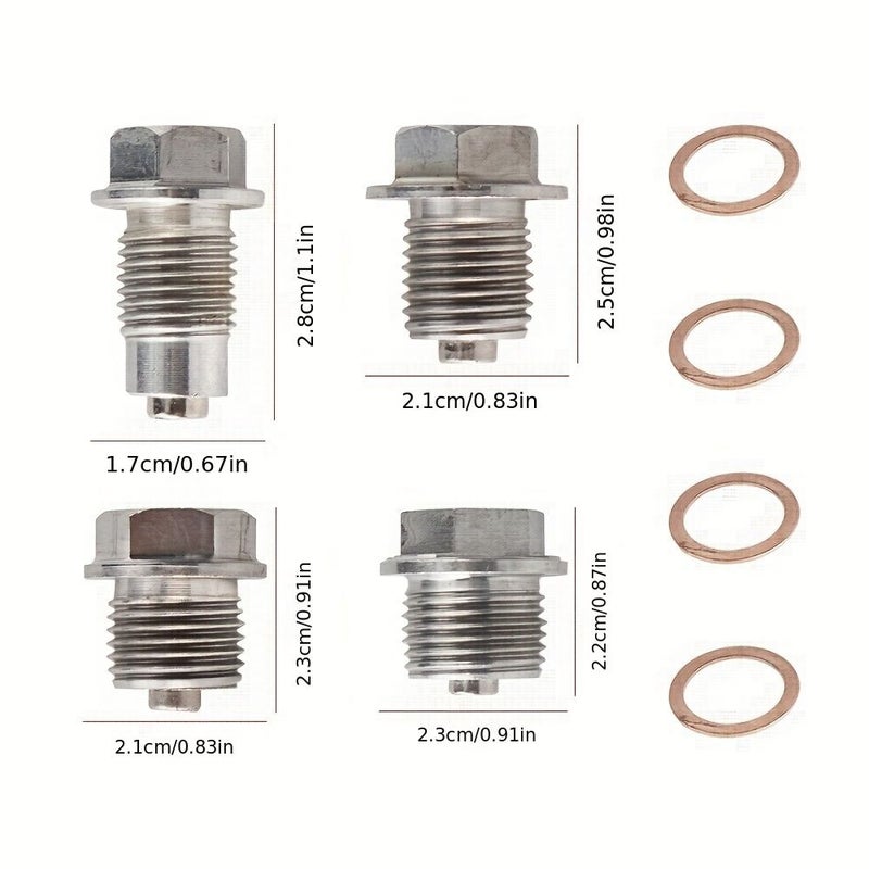 Stainless Steel Magnetic Drain Plug M12x1.5 Oil Pan Screw Gearbox Bolt - Image 1