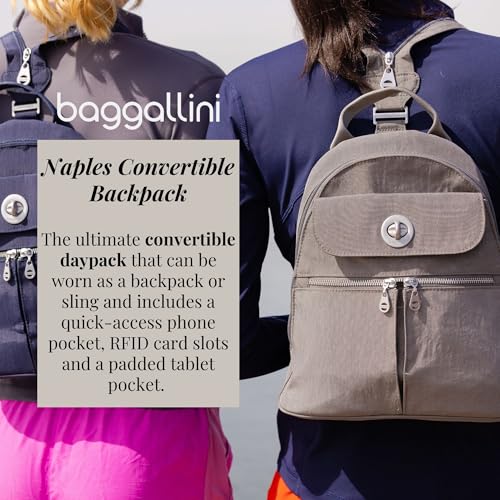 Baggallini Naples Convertible Backpack - Travel Sling Crossbody - 12" Nylon Handbag w/RFID & Padded Tablet Sleeve - Image 2