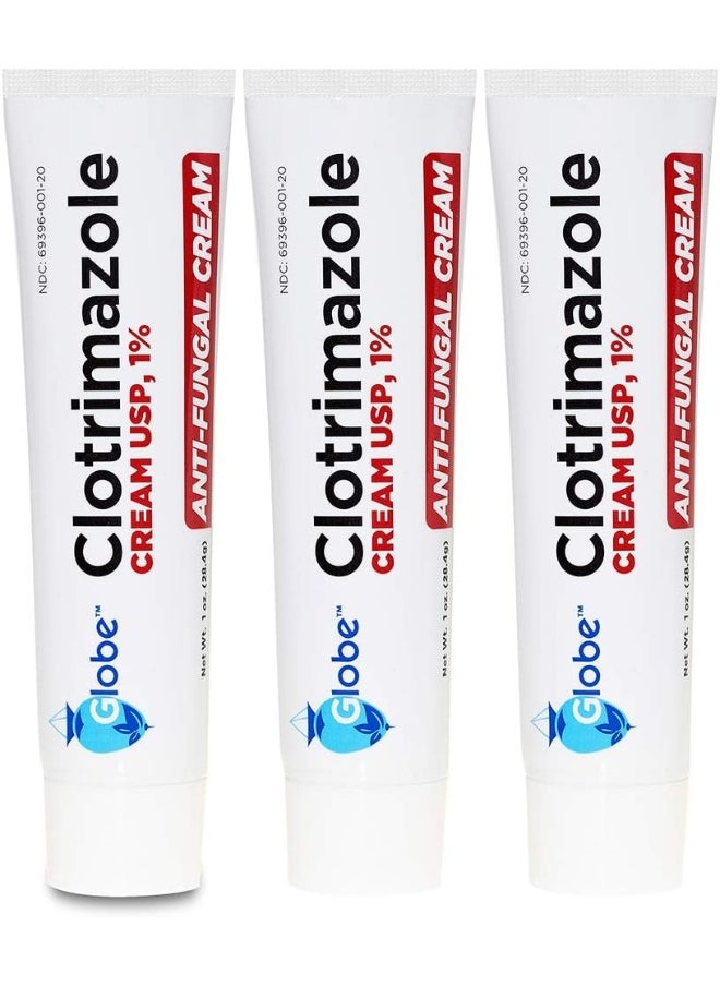 Globe (3 PACK) Clotrimazole Anti Fungal Cream, 1% USP Compare to Lotrimin 1oz.  - Image 1