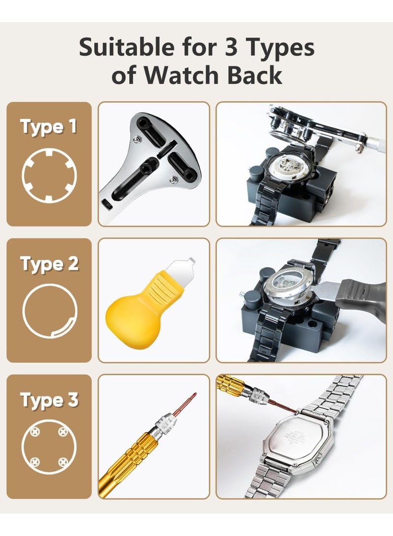 طقم إصلاح الساعة، أداة إزالة وصلة الساعة، ضبط سوار الساعة، بما في ذلك أداة فتح غطاء الساعة الخلفي، قضيب زنبركي، دليل التشغيل، مناسب لاستبدال البطارية وتفكيك السوار - Image 2