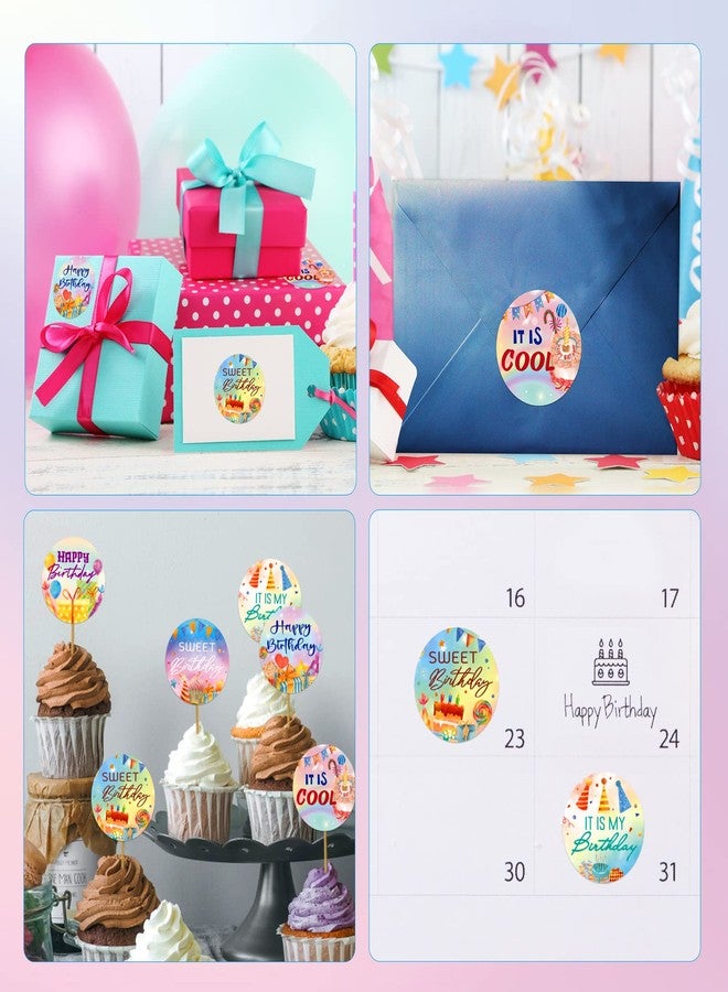 FaCraft Watercolor Happy Birthday Stickers,Birthday Badge Stickers Birthday Gifts for Kids Adults,Its My Birthday Stickers for Card Envelope Birthday Party Decor Teacher Classroom Supplies,36PCS - Image 2