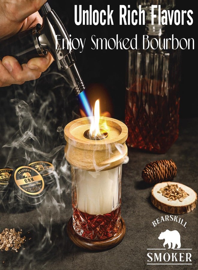 BearSkill Whiskey Smoker Kit With Torch - 6 Natural Wood Chips Flavors, 2 Glasses, Ice Molds Cocktail Infuser Kit, Old Fashioned Birthday Bourbon Gifts For Men, Dad(No Butane) - Image 3