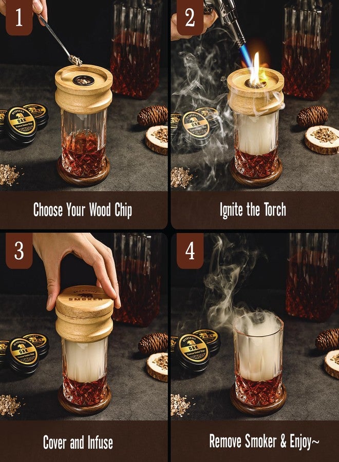 BearSkill Whiskey Smoker Kit With Torch - 6 Natural Wood Chips Flavors, 2 Glasses, Ice Molds Cocktail Infuser Kit, Old Fashioned Birthday Bourbon Gifts For Men, Dad(No Butane) - Image 4