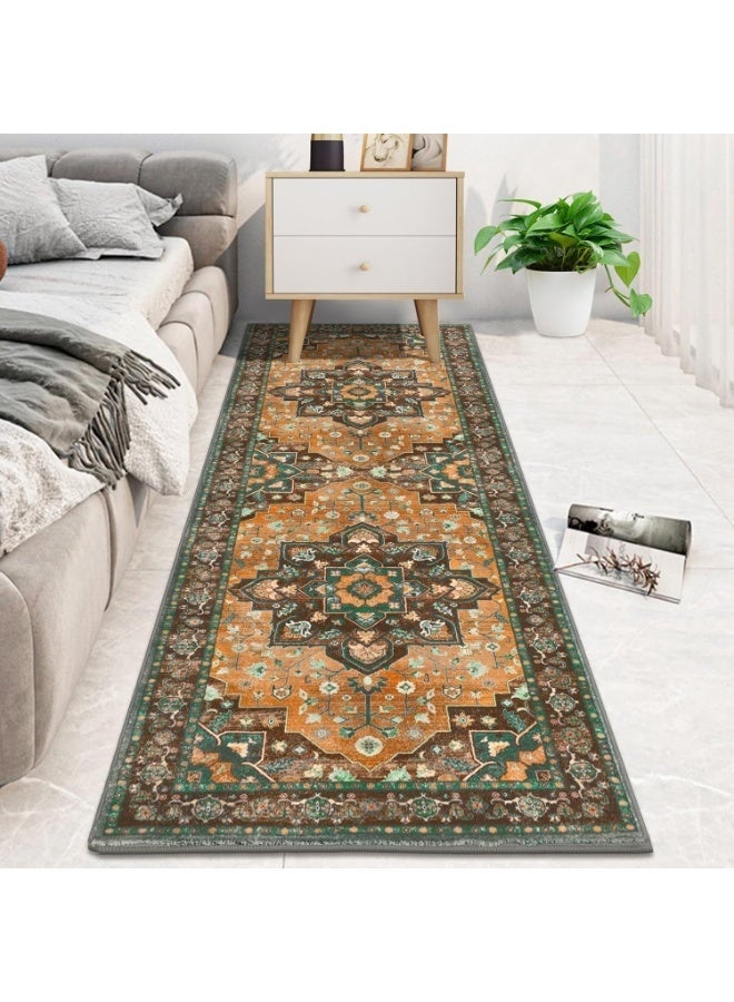 Bohemian Vintage Rug|Non-Slip Hallway & Living Room Carpet | Anti-Wear Bedside Rug with Stain-Resistant Polyester | Easy Clean Home Decor Floor Mat - Image 2