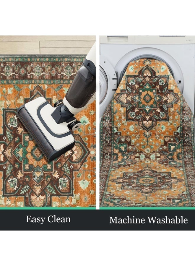 Bohemian Vintage Rug|Non-Slip Hallway & Living Room Carpet | Anti-Wear Bedside Rug with Stain-Resistant Polyester | Easy Clean Home Decor Floor Mat - Image 3