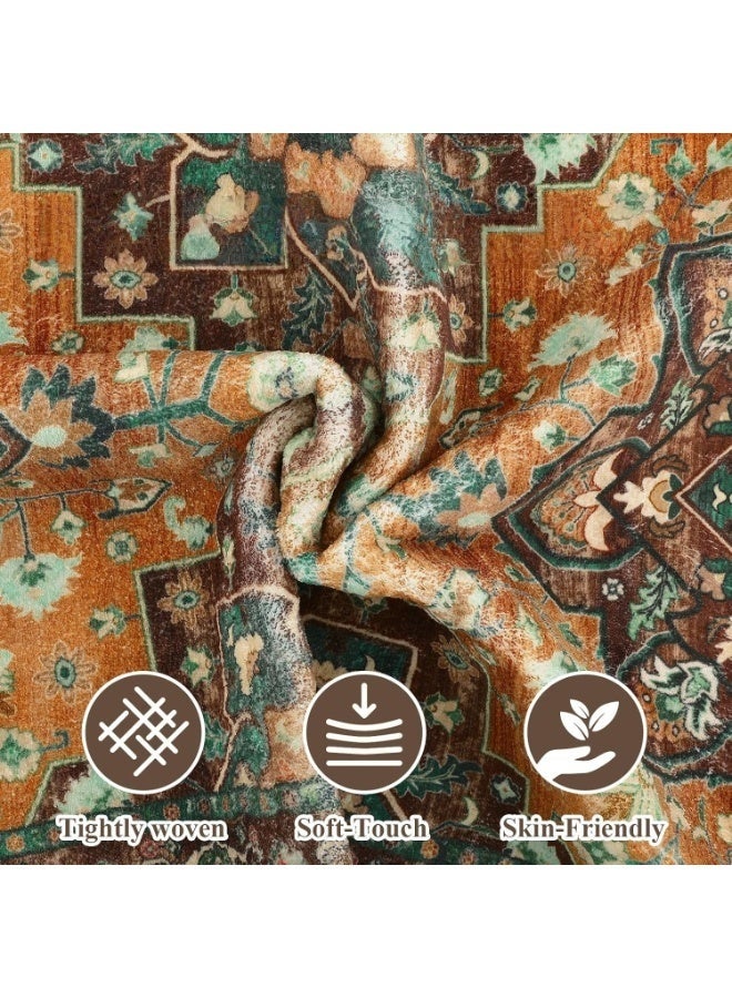 Bohemian Vintage Rug|Non-Slip Hallway & Living Room Carpet | Anti-Wear Bedside Rug with Stain-Resistant Polyester | Easy Clean Home Decor Floor Mat - Image 4