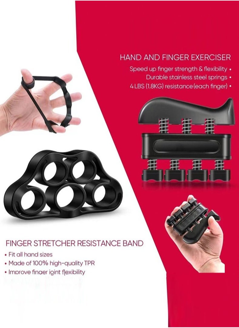 Haidue Grip Strength Trainer Kit 9 Pack with Finger Exerciser Hand Grip Strengthener Hand Extension Exerciser Stress Relief Ball Stress Relieving Ball  and Forearm Workout Ring for Muscle Building and Injury Recover  - Image 2