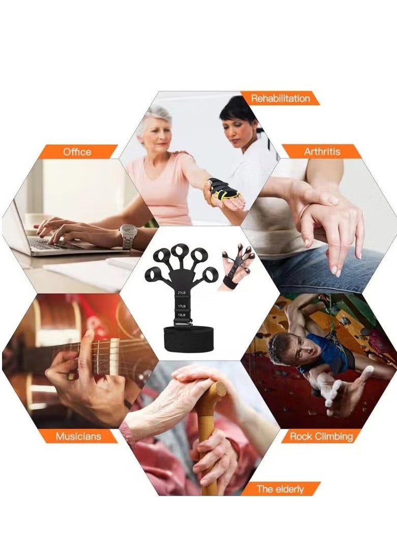 Haidue Grip Strength Trainer Kit 9 Pack with Finger Exerciser Hand Grip Strengthener Hand Extension Exerciser Stress Relief Ball Stress Relieving Ball  and Forearm Workout Ring for Muscle Building and Injury Recover  - Image 3