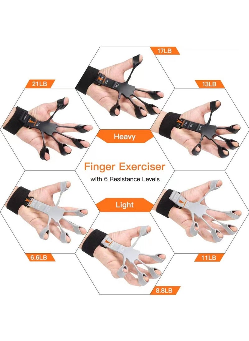 Haidue Grip Strength Trainer Kit 9 Pack with Finger Exerciser Hand Grip Strengthener Hand Extension Exerciser Stress Relief Ball Stress Relieving Ball  and Forearm Workout Ring for Muscle Building and Injury Recover  - Image 4