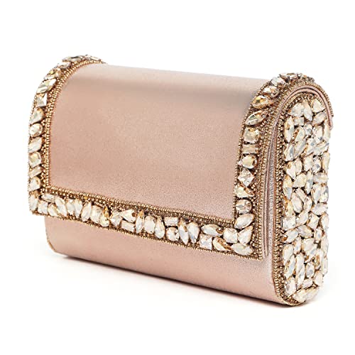 Peora Clutch Purses For Women Wedding Handmade Evening Handbags Party Bridal Clutch - Golden - Image 4