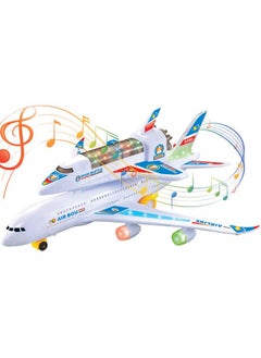 Electric Airplane Space Shuttle Carrier Transporter Bump And Go Kids Action Toy Big Model Jumbo Jet With Flashing 3D Lights And Realistic Aircraft Plane Sounds