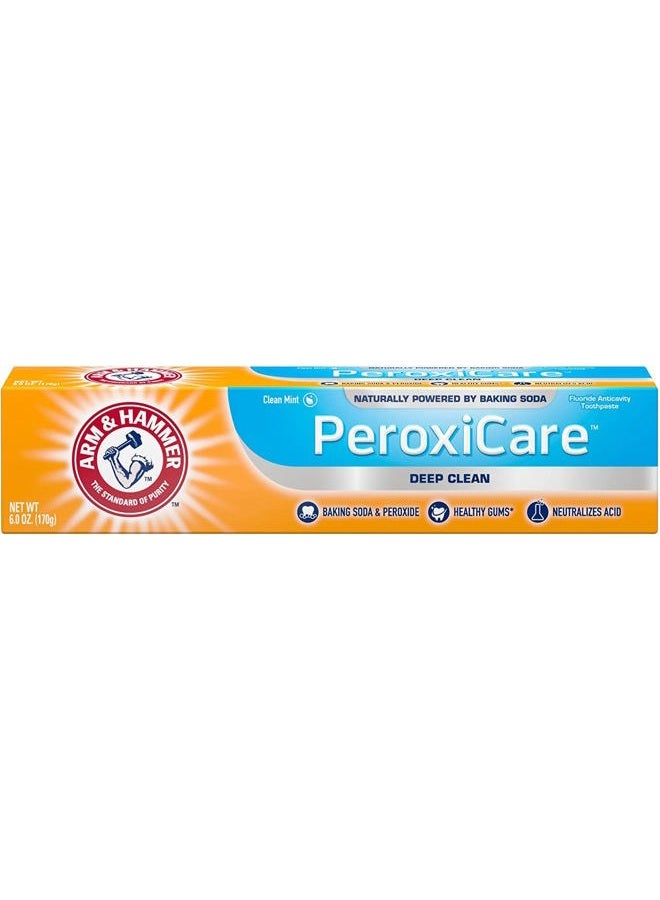 Arm & Hammer معجون أسنان ARM & HAMMER PeroxiCare للتحكم في الجير مع بيكربونات الصوديوم وبيروكسيد الهيدروجين، نكهة النعناع المنعش 6 أونصات (عبوة من 2) - Image 1