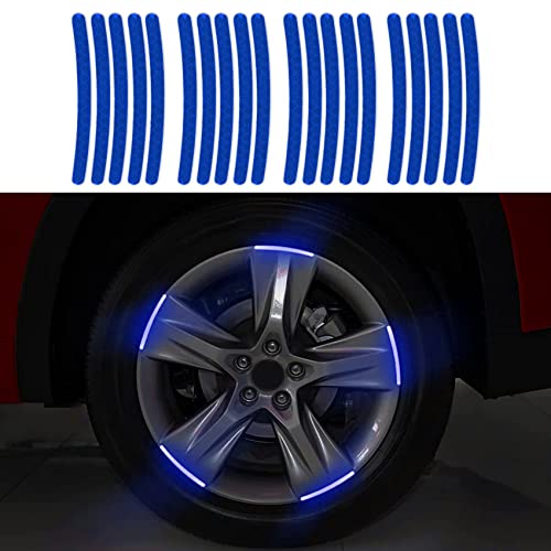 Middrivr 20Pcs Car Wheel Hub Reflective Sticker Rim Stripe Decal Night Safety Decoration Strip for Cars Motorcycle Blue - Image 1