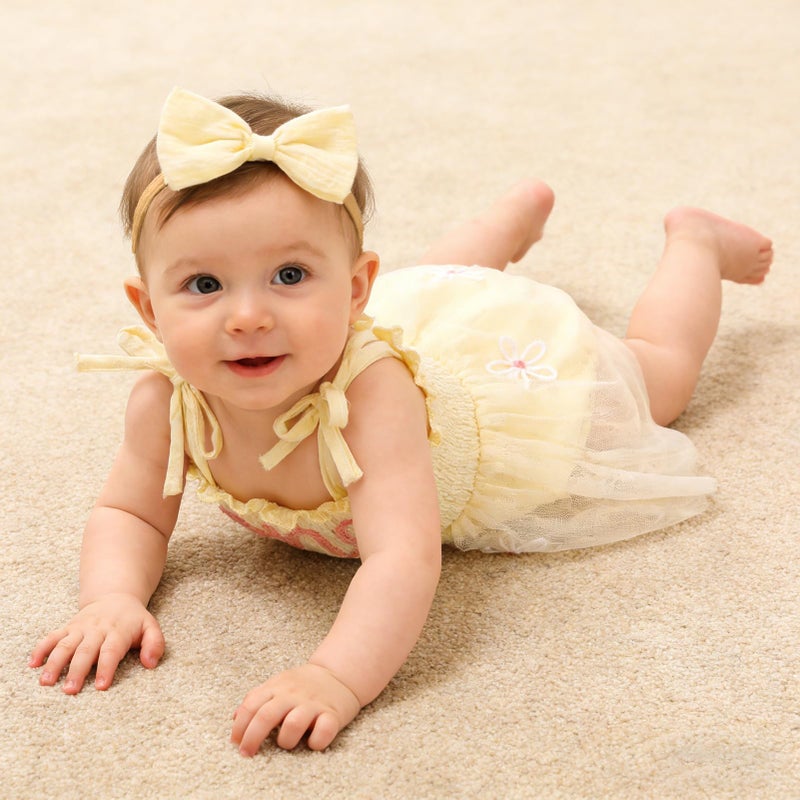 TITKKOP Baby Girl 1st Birthday Clothes One Year Old Tulle Romper Sleeveless Bodysuit Cake Smash Outfits(Apricot,12-18M) - Image 5