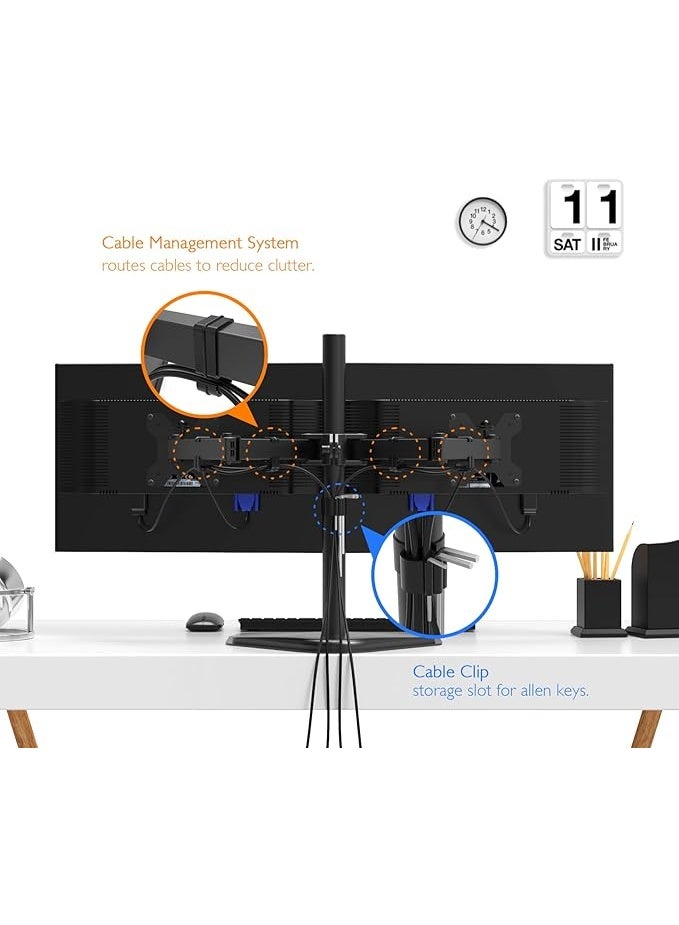 Dual Arm Desk Mount – Adjustable Stand for 13–27" LCD/LED Monitors, Tilt, Swivel & Rotate, VESA 75x75–100x100mm - Image 3
