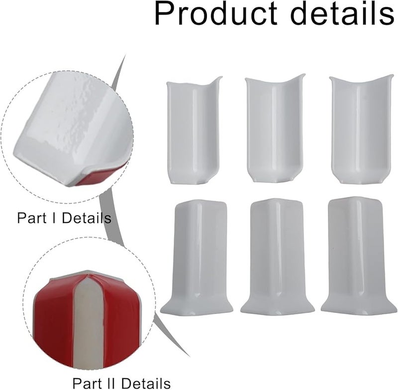 ABS Wall Base Corner Blocks 6 Pack 8cm Height 3 Inside 3 Outside Corners Gold White - Image 5