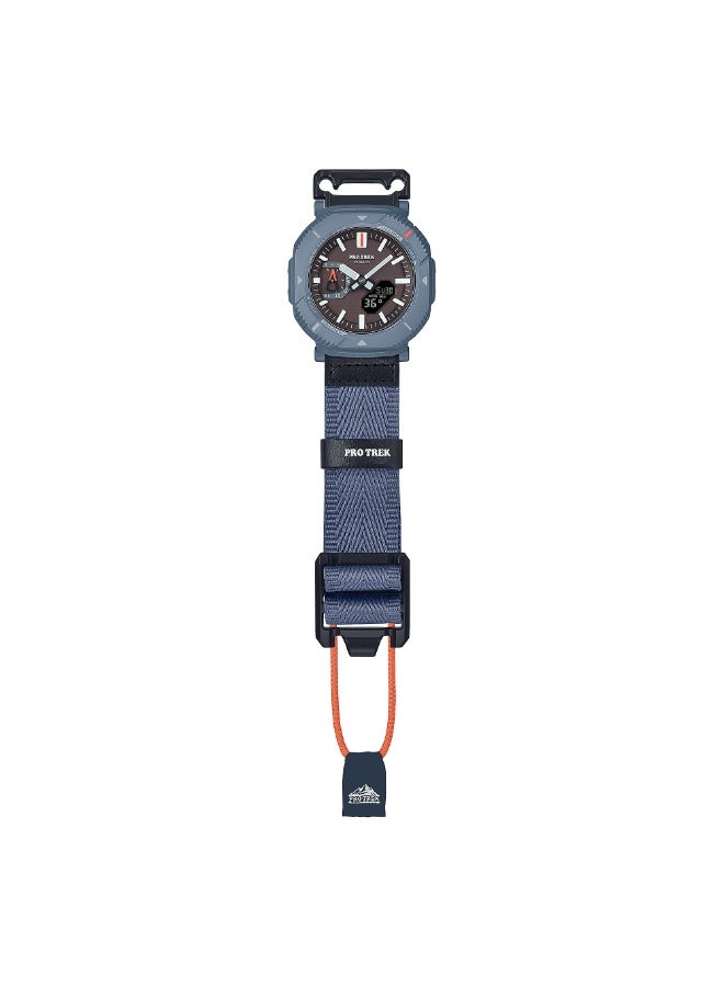 CASIO ساعة كاسيو برو تريك PRJ-B001B-2 الشمسية القوية بلوتوث بقرص أزرق وحزام قماش 100م للرجال في الهواء الطلق - Image 2