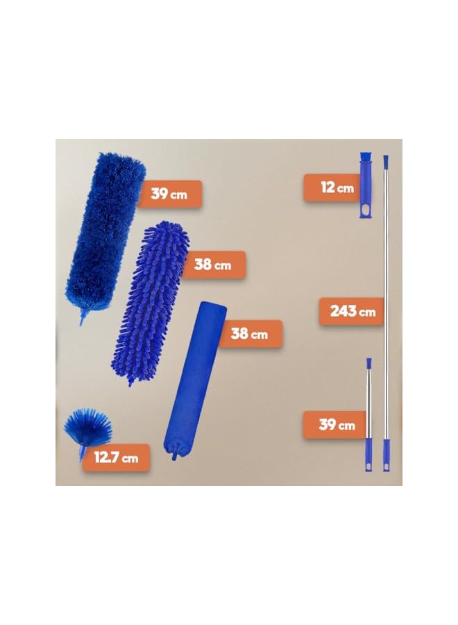 erorex 360 Microfiber Duster Brush for high Ceilings 76-254cm with Telescopic Extra Long Pole, Extendable Reusable Duster Wand Washable Lightweight for Cleanong High Ceiling Fan Blinds Furniture - Image 2