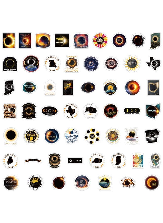 NIBEMINENT 55 Pcs Solar Eclipse Deco Kit Waterproof Stickers, High Definition Printing Bright Colors, Suitable for Laptop Skateboard Luggage Water Bottle Guitar DIY - Image 3