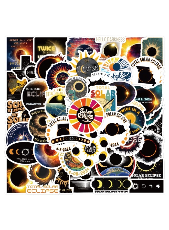 NIBEMINENT 55 Pcs Solar Eclipse Deco Kit Waterproof Stickers, High Definition Printing Bright Colors, Suitable for Laptop Skateboard Luggage Water Bottle Guitar DIY - Image 2