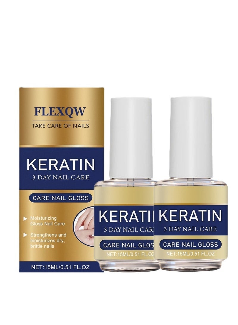 FLEXQW Keratin Nail Care Oil - 2-Pcs丨 Natural Cuticle oil Strengthens Nails & Glossy丨Keratin, Complex Amino Acid & Multi-Plant Serum丨Deeply Repair Dry, Weak Nails - Image 1