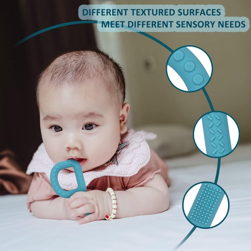 Flyaway Sensory Chew Toys for Autistic Children 4 Pack, P Shape Sensory Toys for Toddlers 1-3, Baby Teething Toys for Oral Motor Stimulation, Silicone Chew Necklaces for Kids Adults with ADHD SPD - Image 2